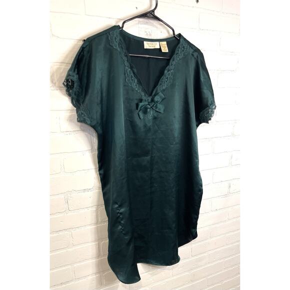 Vintage VICTORIA'S SECRET Emerald Green Nightgown Lace Size Med Lingerie Sleep - Picture 3 of 7